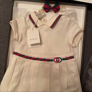Baby original gucci dress with custom headband.